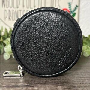 Coach Black Pebbled Leather Zipper Pouch